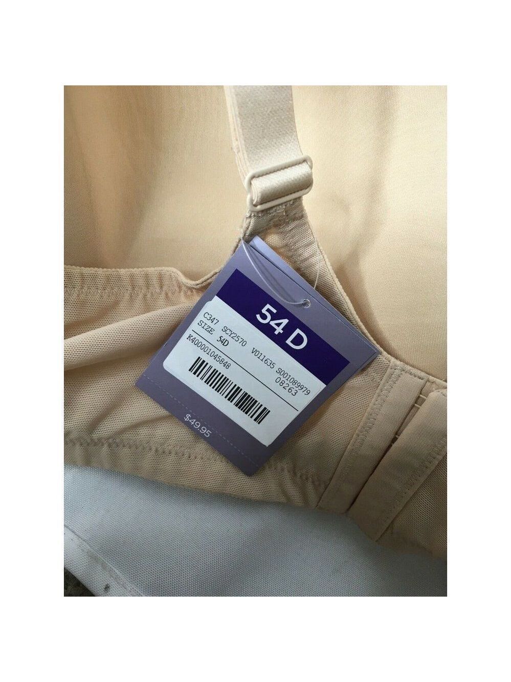 NWT Catherines PLUNGE Bra Beige Medium Coverage Underwired Wide Straps 54D - Picture 5 of 5